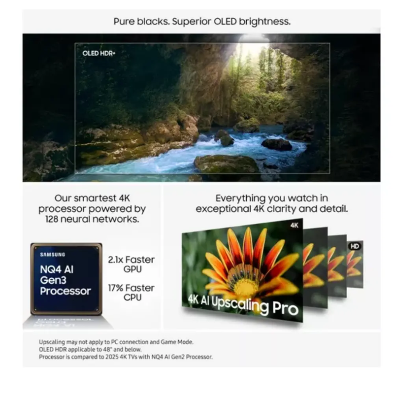 Samsung 55" OLED QE55S90FAEXXUF 4K Vision AI Smart TV (2025)