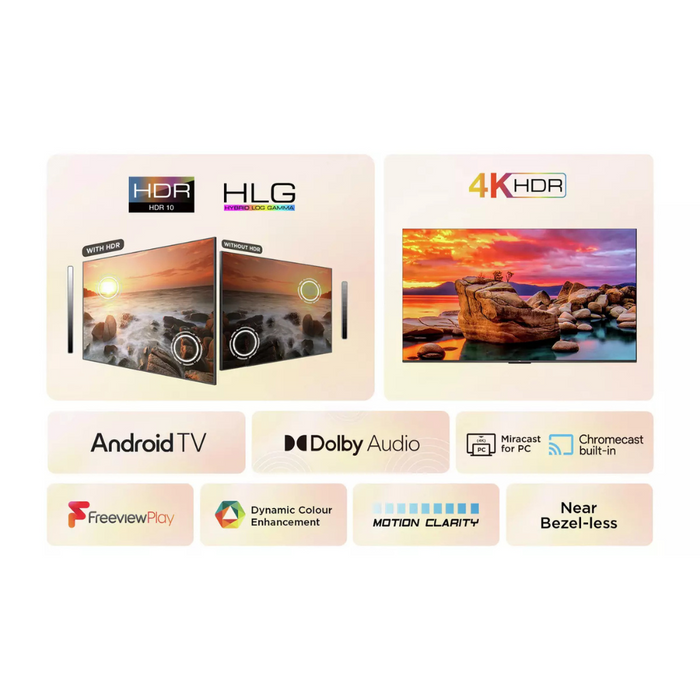 TCL 58V6BK, 58 inch, 4K UHD HDR, Frameless Android TV TCL