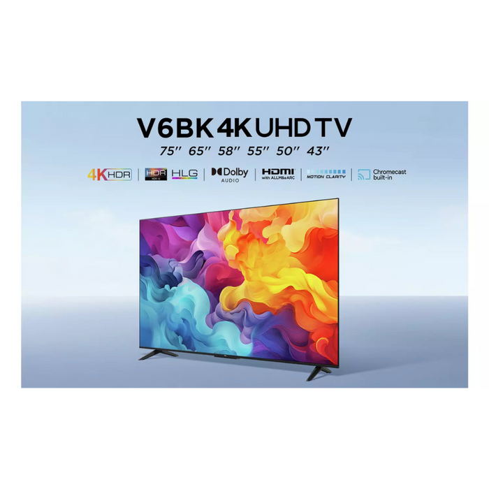 TCL 58V6BK, 58 inch, 4K UHD HDR, Frameless Android TV TCL