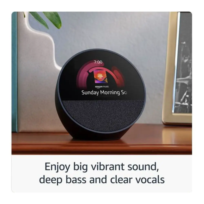 AMAZON Echo Spot Smart Alarm Clock with Alexa - Black