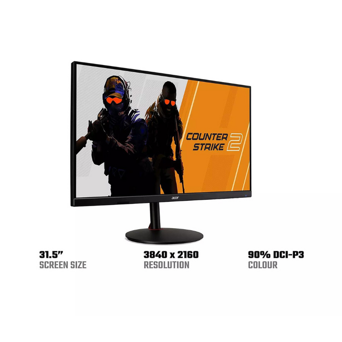 Acer Nitro XV322QKKVbmiiphuzx 32-inch Gaming Monitor - IPS Panel, 4K UHD, 1ms, 144Hz, FreeSync Premium, DP, HDMI, Height Adjustable Stand - The Outlet Store