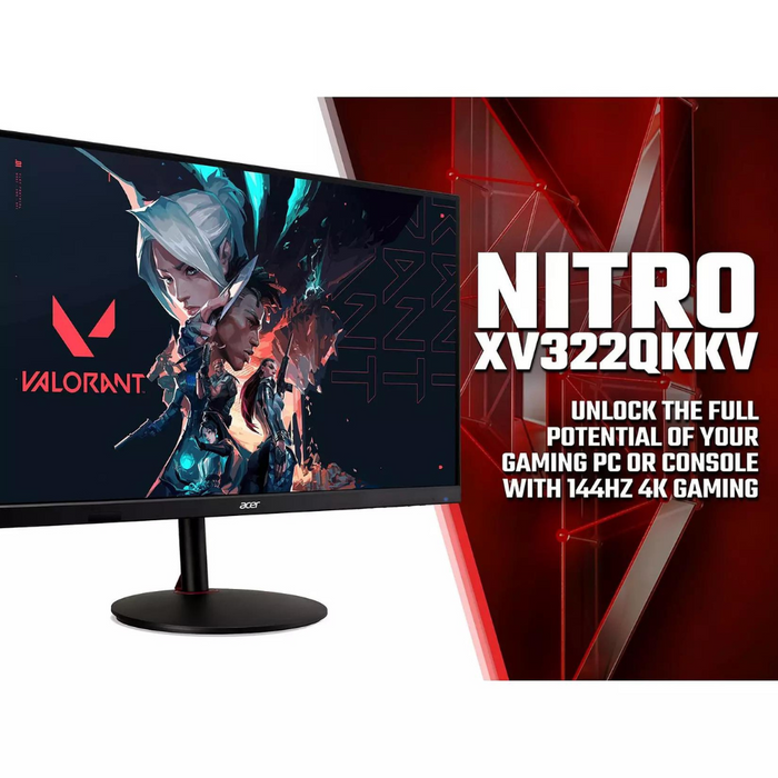 Acer Nitro XV322QKKVbmiiphuzx 32-inch Gaming Monitor - IPS Panel, 4K UHD, 1ms, 144Hz, FreeSync Premium, DP, HDMI, Height Adjustable Stand - The Outlet Store