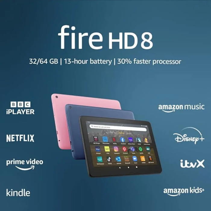 Amazon Fire HD 8 tablet 12th Gen | 8" HD display, 32 GB - Black (R2SP8T)