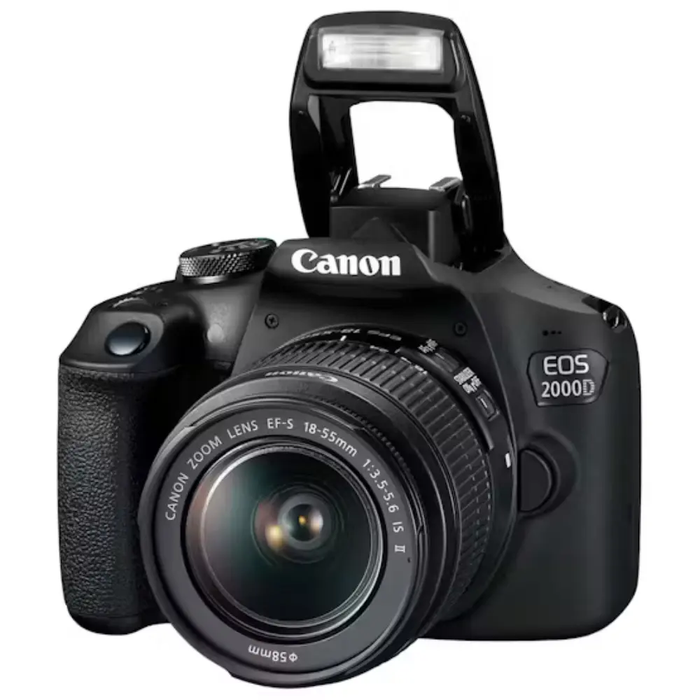 Canon EOS 2000D Camera with EF-S 18-55mm IS II Lens Shoulder Bag & SD Card | Black