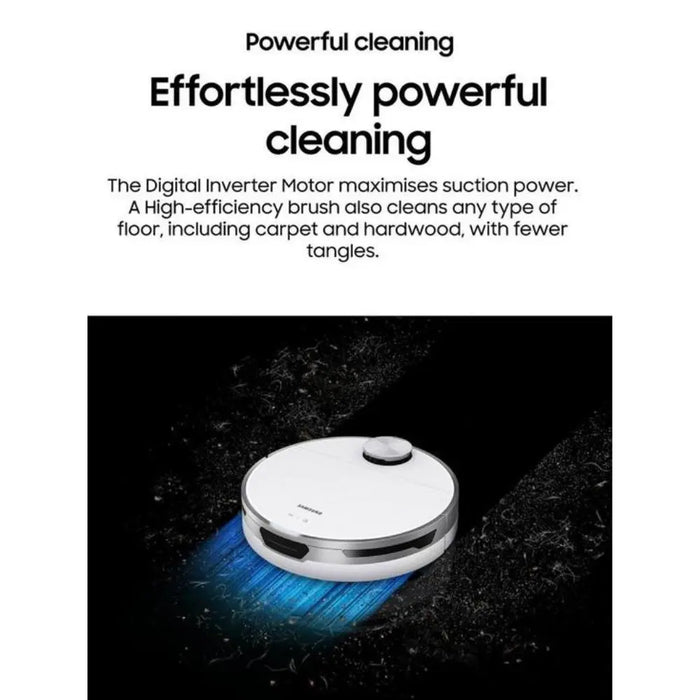 Samsung Jet Bot™+ VR30T85513W/EU Robot aspirateur Puissance d'aspiration maximale de 60 W avec station de nettoyage intégrée à vide automatique Blanc