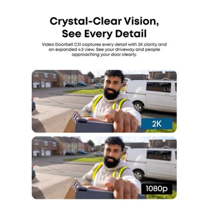 Eufy Video Doorbell C31 Smart Doorbell 2K - Black