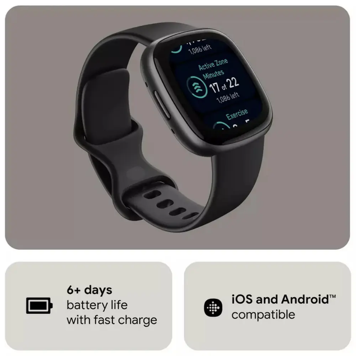 FITBIT Versa 4 Smart Watch - Black & Graphite