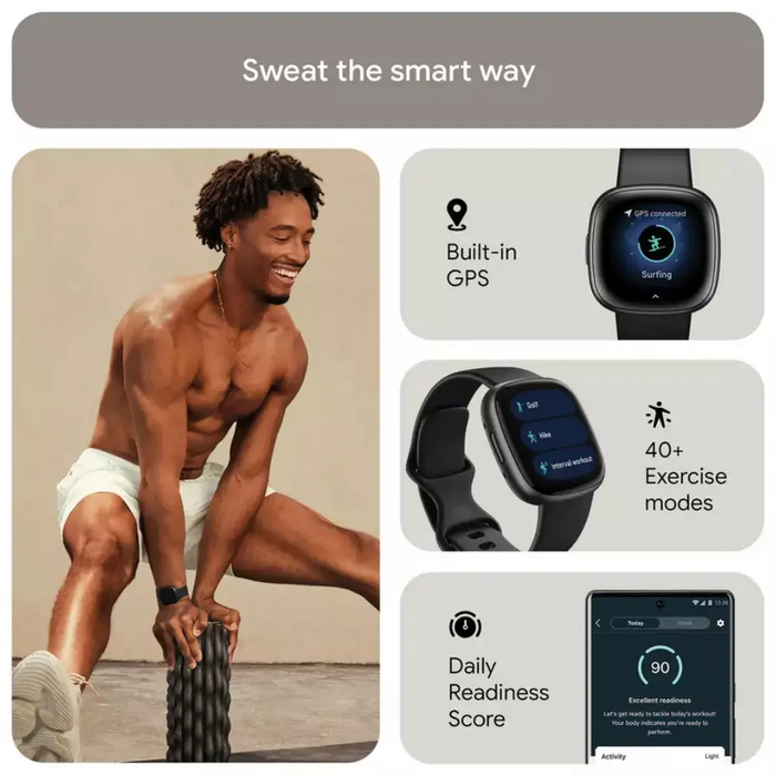 FITBIT Versa 4 Smart Watch - Black & Graphite