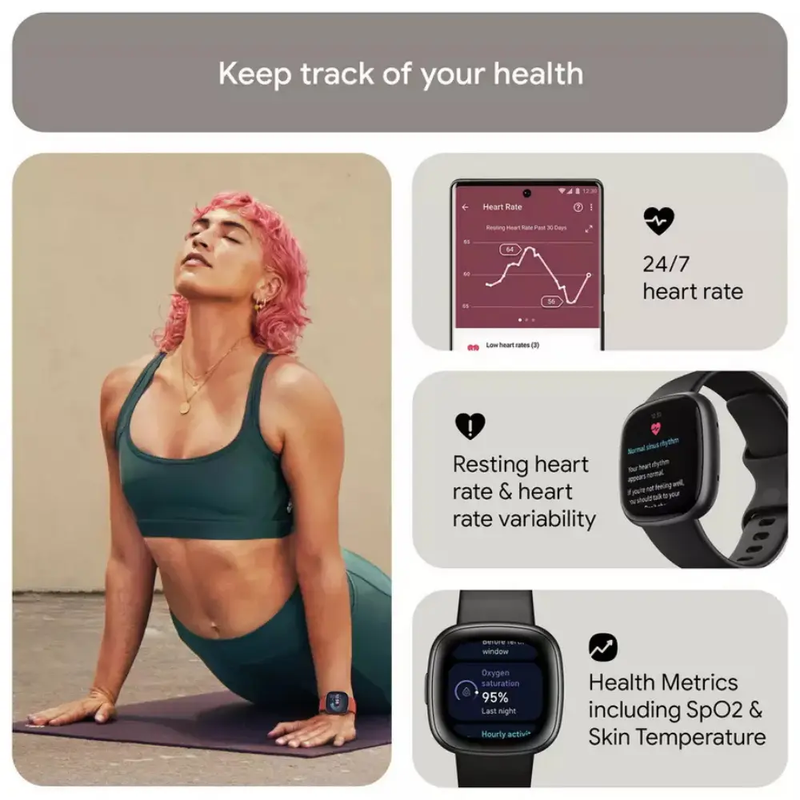 FITBIT Versa 4 Smart Watch - Black & Graphite