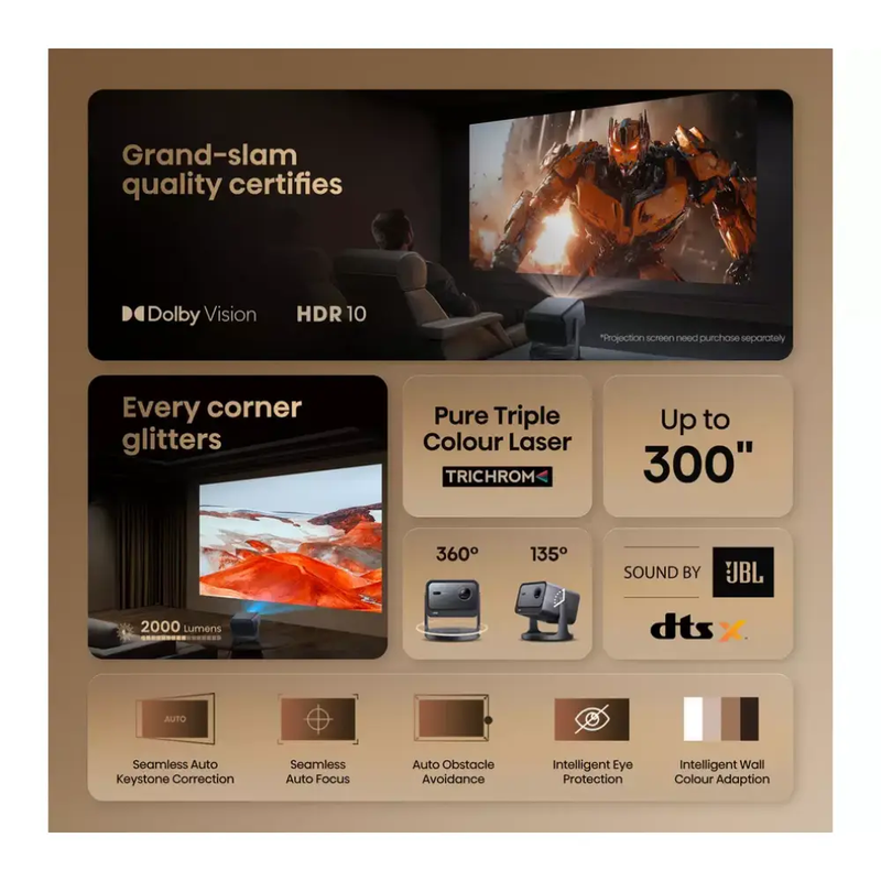 HISENSE 4K UHD HDR SMART PORTABLE PROJECTOR