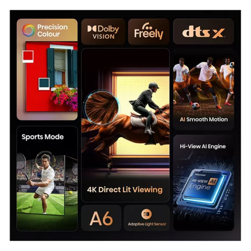 HISENSE A6Q 65" LED 4K HDR Smart TV with Freely - 65A6QTUK Hisense