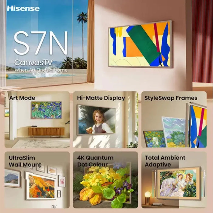 HISENSE Canvas S7NQ 55" QLED 4K Smart TV with Freely & Art Mode