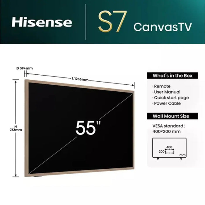 HISENSE Canvas S7NQ 55" QLED 4K Smart TV with Freely & Art Mode