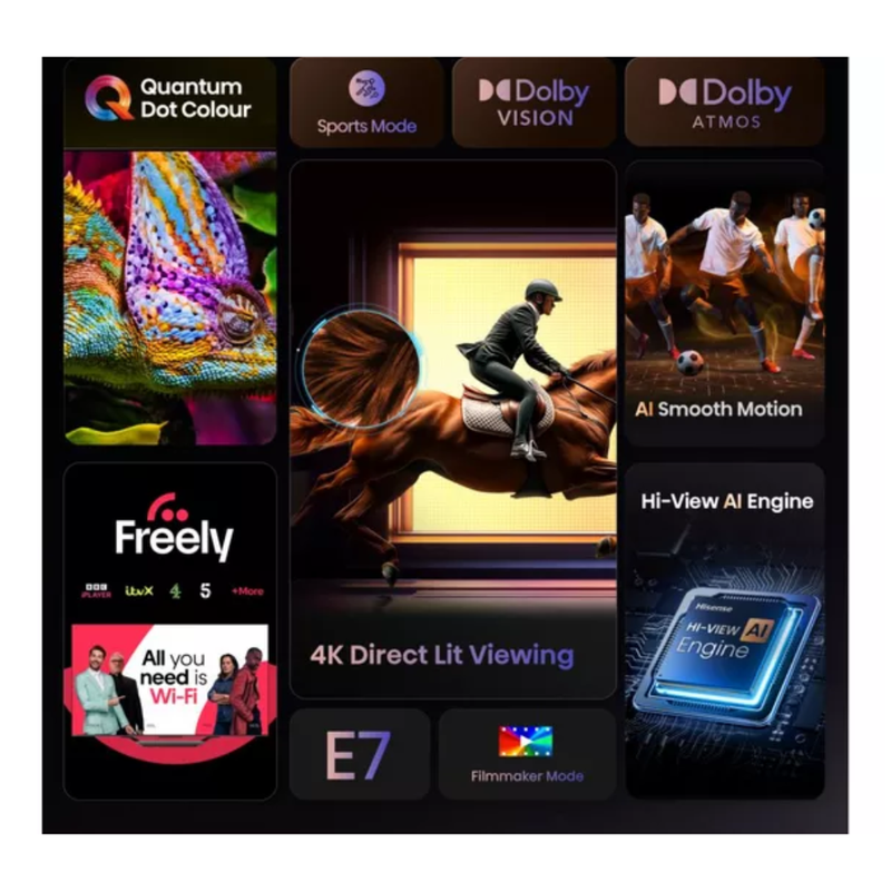 HISENSE E7Q 43" QLED 4K Smart AI TV with Freely - 43E7QTUK Hisense