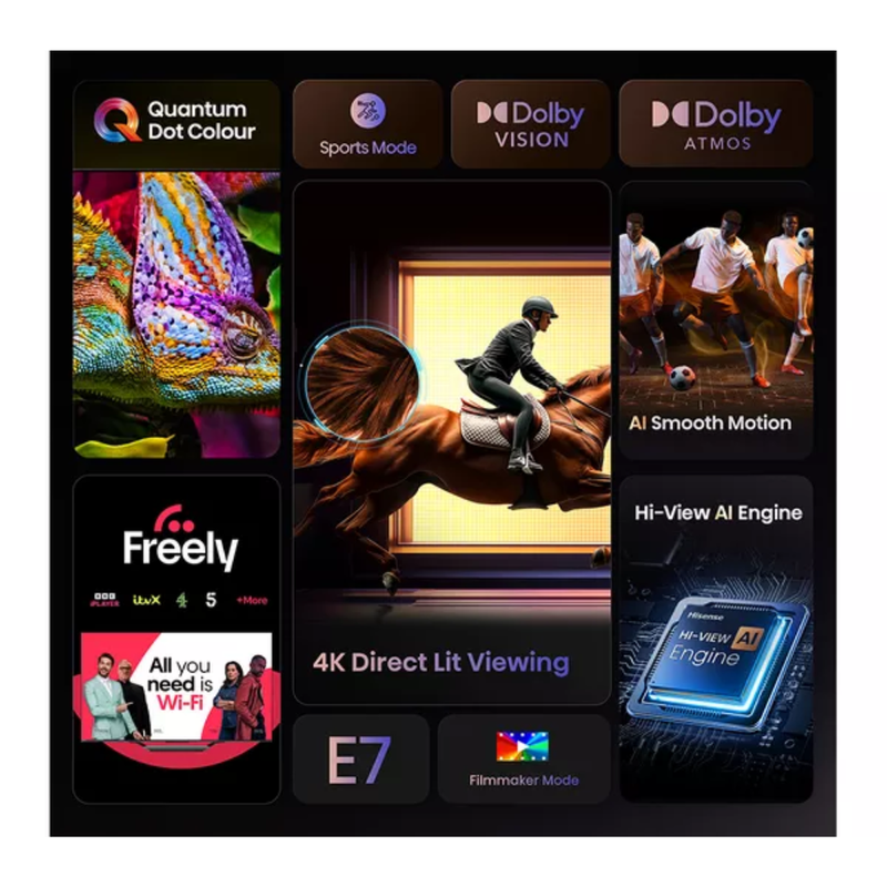 HISENSE E7Q 55" QLED 4K Smart AI TV with Freely - 55E7QTUK Hisense