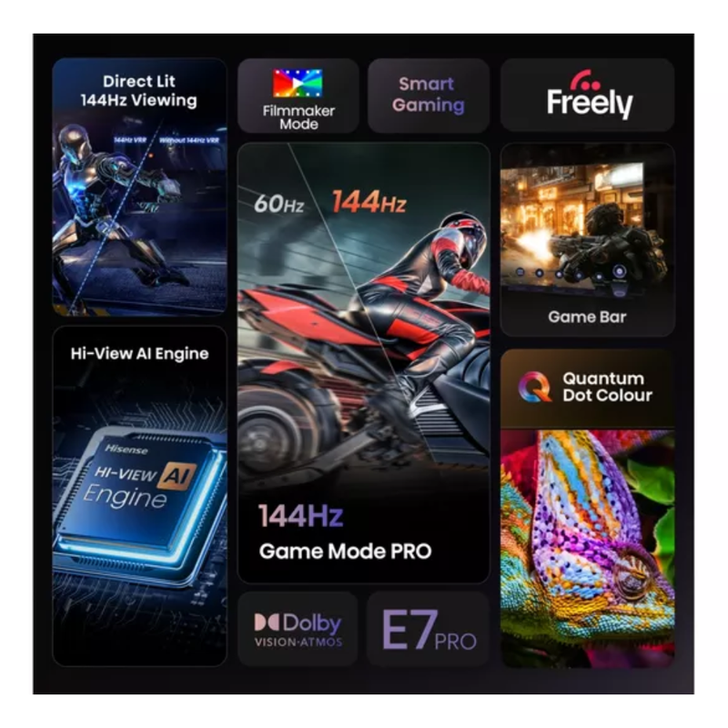 HISENSE E7Q PRO 50" QLED 4K HDR Smart TV with Freely - 50E7QTUK PRO Hisense