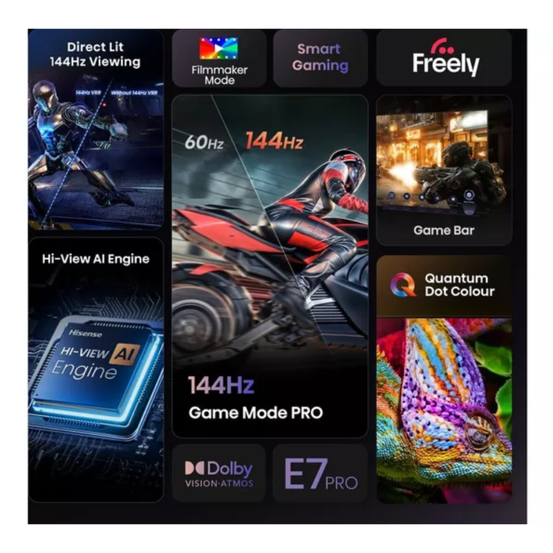 HISENSE E7Q PRO 65" QLED 4K HDR Smart TV with Freely - 65E7QTUK PRO Hisense