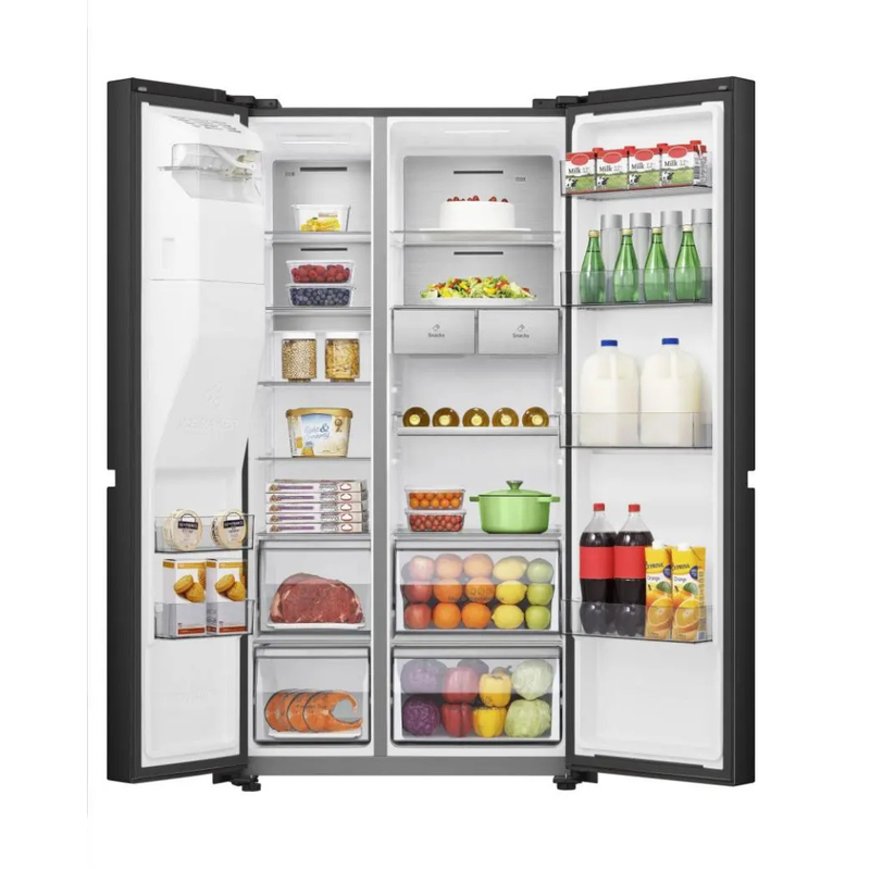 HISENSE Freestanding Side by Side refrigerator, Black, 632 L Hisense