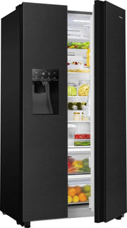 HISENSE RS694N4TFE American-Style Fridge Freezer - Black Stainless Steel Hisense