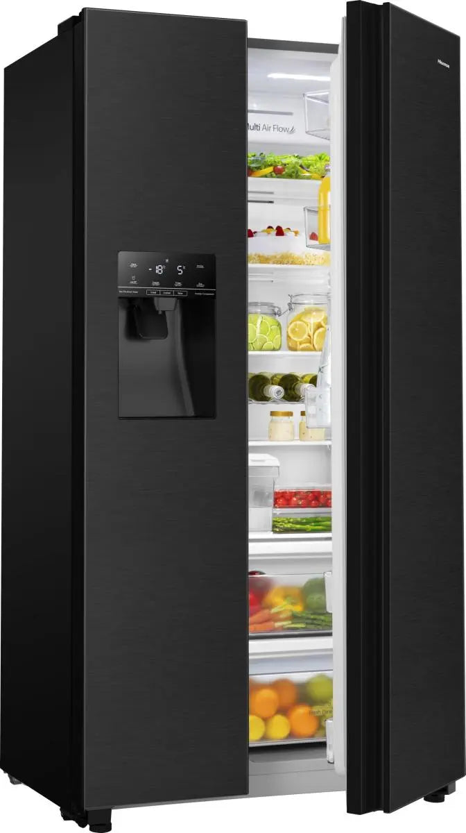 HISENSE RS694N4TFE American-Style Fridge Freezer - Black Stainless Steel Hisense