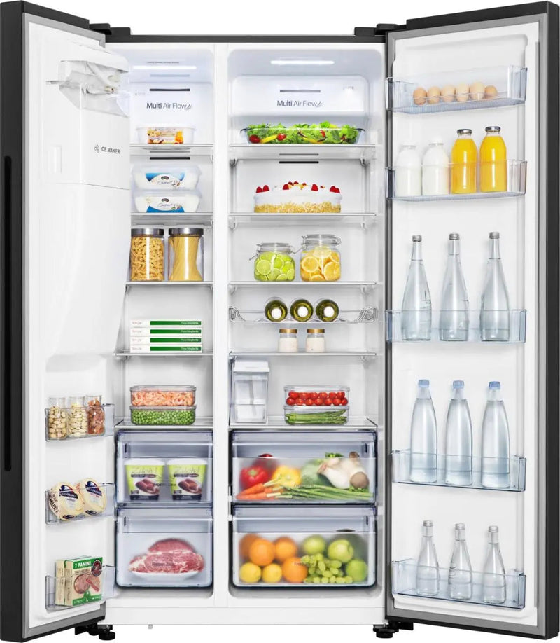 HISENSE RS694N4TFE American-Style Fridge Freezer - Black Stainless Steel Hisense