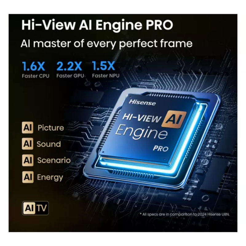 HISENSE U8Q 65" Mini LED 4K 165Hz Smart AI TV with Freely - 65U8QTUK Hisense