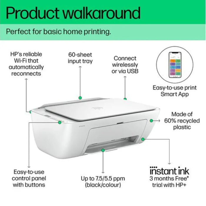 HP DeskJet 2820e All-in-One Wireless Inkjet Printer Digiland Outlet Store