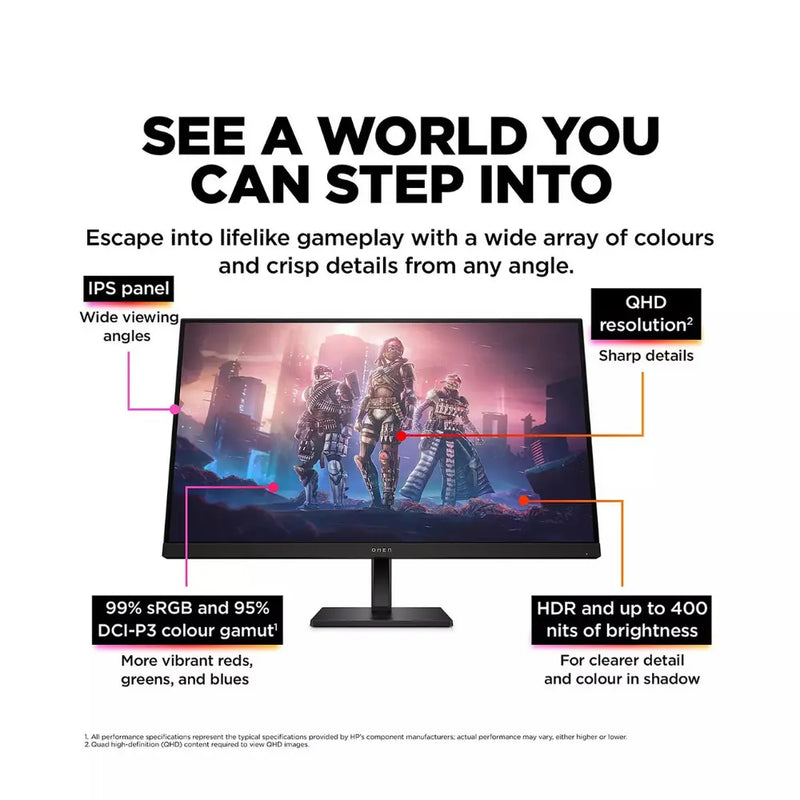 HP OMEN 32q  31.5in QHD (2560 x 1440) 165hz, 1ms Response, AMD FreeSync™ Premium, Gaming Monitor Digiland Outlet Store