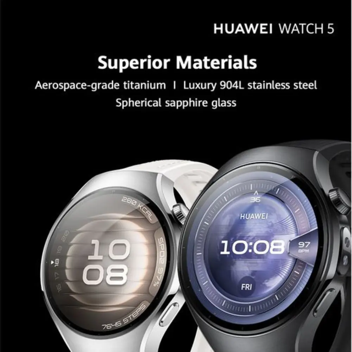 HUAWEI Watch 5 - Silver with White Composite Leather Strap, 42 mm