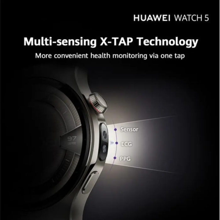 HUAWEI Watch 5 - Silver with White Composite Leather Strap, 42 mm