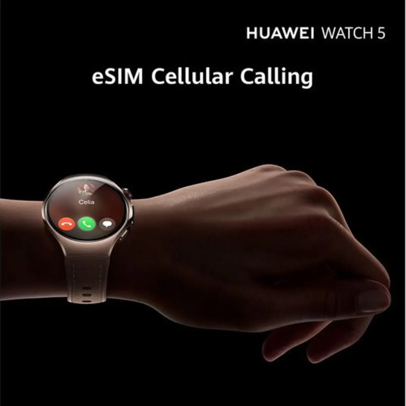 HUAWEI Watch 5 - Silver with White Composite Leather Strap, 42 mm