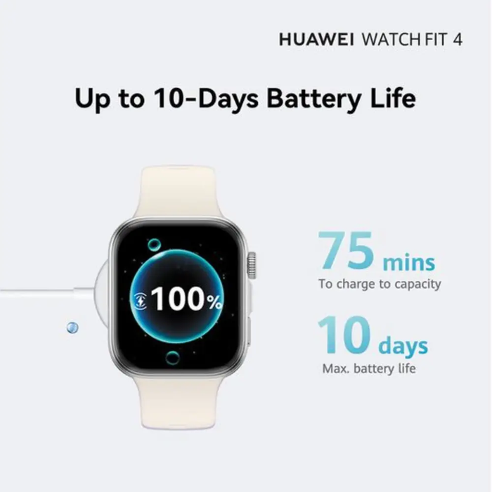 HUAWEI Watch Fit 4 - Aluminium Alloy, White Fluoroelastomer Strap