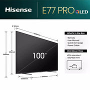 Hisense 100E77NQTUK PRO, 100-inch, QLED, 4K HDR, Smart TV Digiland Outlet Store