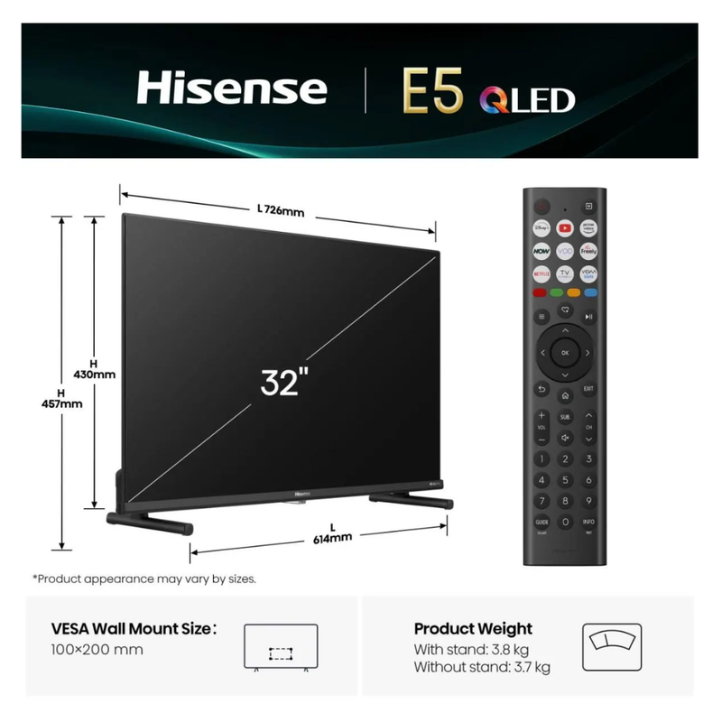 Hisense 32" 32E5QTUK QLED FHD Smart TV Hisense