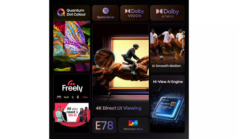 Hisense 43 Inch 43E78QTUK Smart 4K UHD HDR QLED Freely TV Hisense