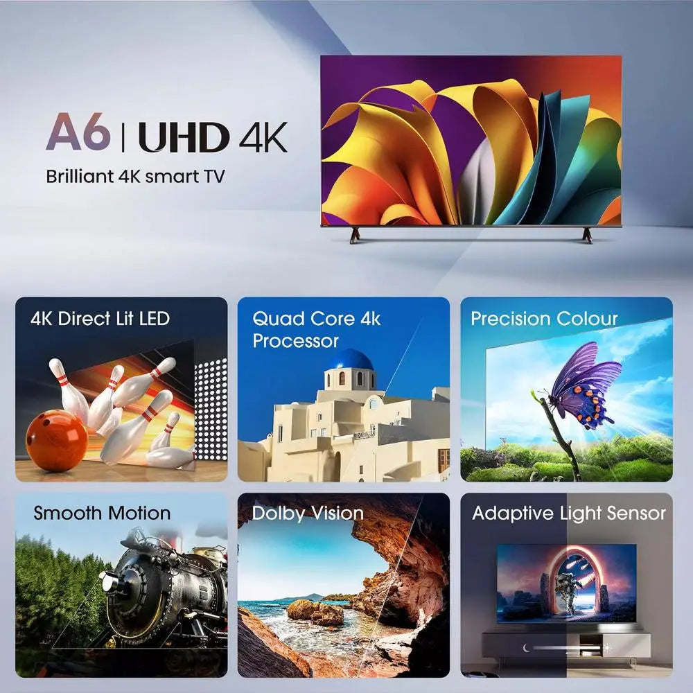 Hisense 43A6NTUK 43 inch LED 4K HDR Smart Freely TV - The Outlet