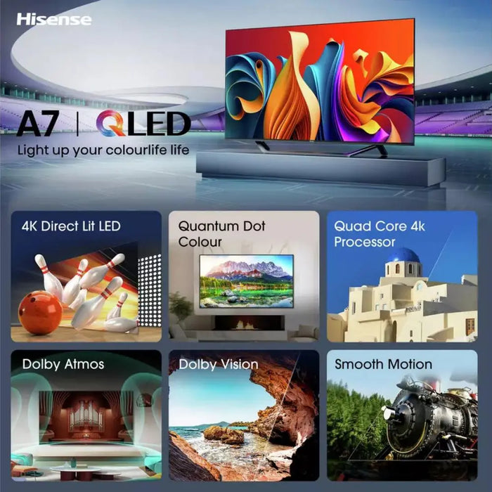 Hisense 50A7NQTUK, 50 inch, QLED, 4K HDR, Freely Smart TV - The Outlet Store