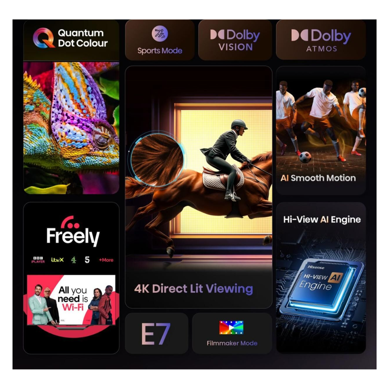 Hisense 50E7QTUK 50 inch QLED 4K Ultra HD HDR Smart AI TV with Freely Hisense