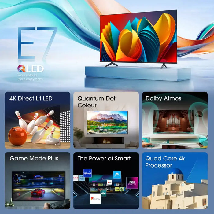 Hisense 55E7NQTUK, 55 inch, Entry QLED, 4K Ultra HD, Smart TV Digiland Outlet Store