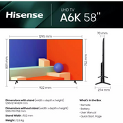 Hisense 58A6KTUK, 58 inch, 4K Ultra HD, Smart TV Digiland Outlet Store