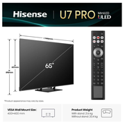 Hisense 65 '' U7Q PRO | ULED MiniLED Smart TV 4K 165 Hz 65U7QTUK PRO Hisense
