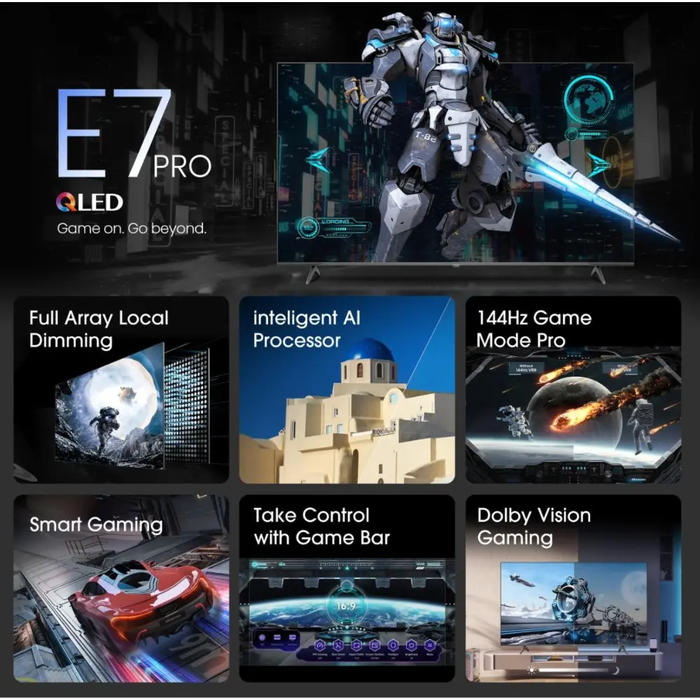 Hisense 65E77NQTUK PRO, 65-inch, QLED, 4K HDR, Smart TV