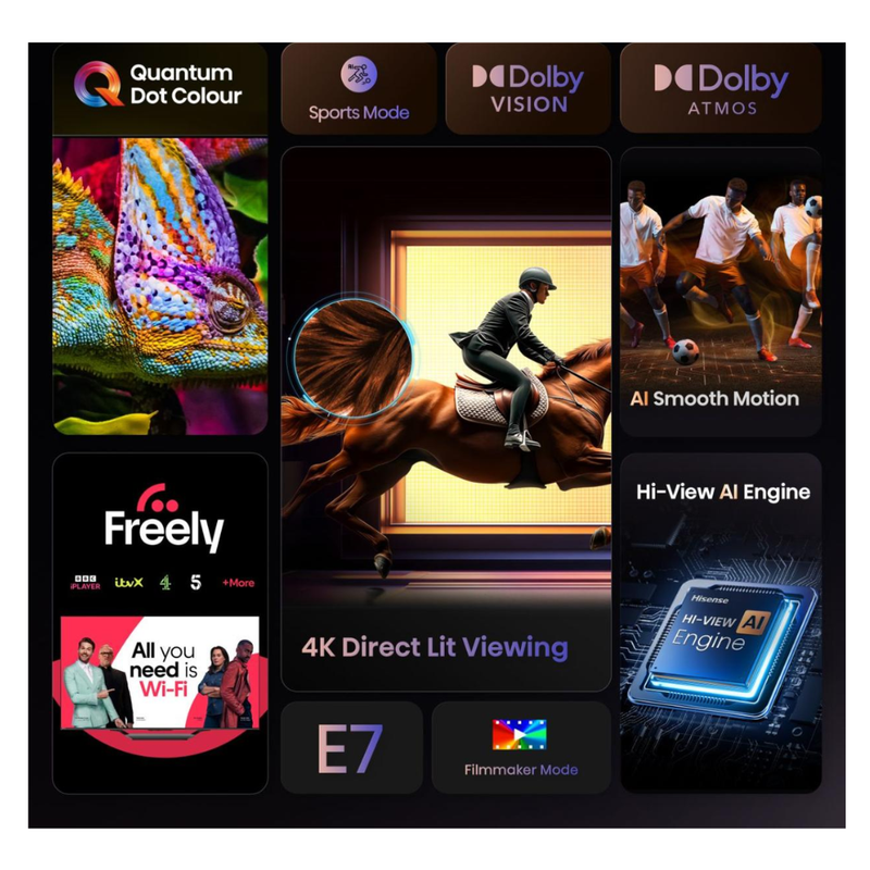 Hisense 65E7QTUK 65" 4K QLED Smart AI TV Hisense