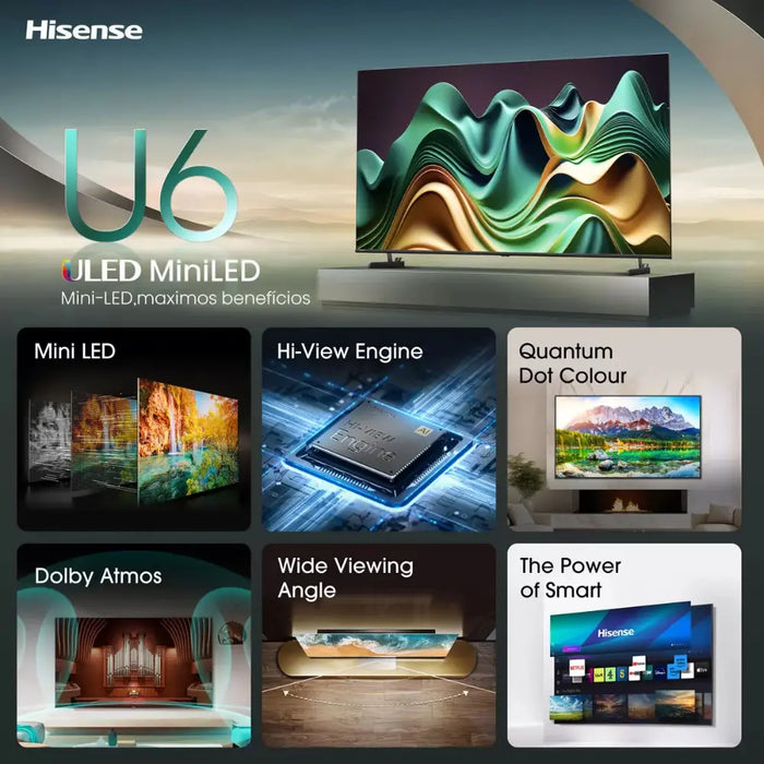 Hisense 75U6NQTUK, 75-inch, Mini-LED, 4K HDR, Smart TV