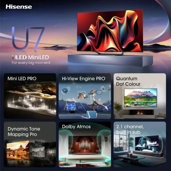 Hisense 85U7NQTUK 85" Smart 4K Ultra HD HDR Mini LED TV