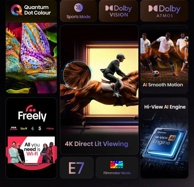 Hisense 85" E7Q Hi-QLED Smart TV 4K 60 Hz  - 85E7QTUK Hisense