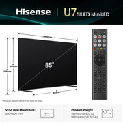 Hisense 85" U7Q ULED MiniLED Smart TV 4K 144 Hz - 85U7QTUK Hisense