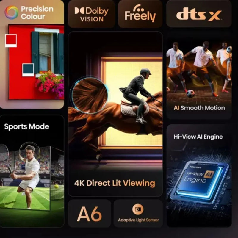 Hisense A6Q, 50", 4K HDR Smart TV with Freely