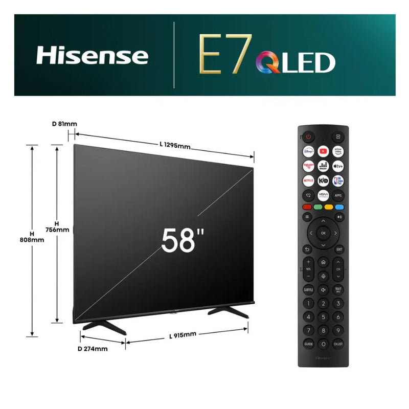 Hisense E7NQTUK 58" 4K QLED Smart TV