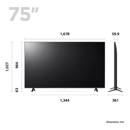 LG 75UR80006LJ 2023 UR80 - 75-inch, LED, 4K Ultra HD, HDR, Smart TV Digiland Outlet Store